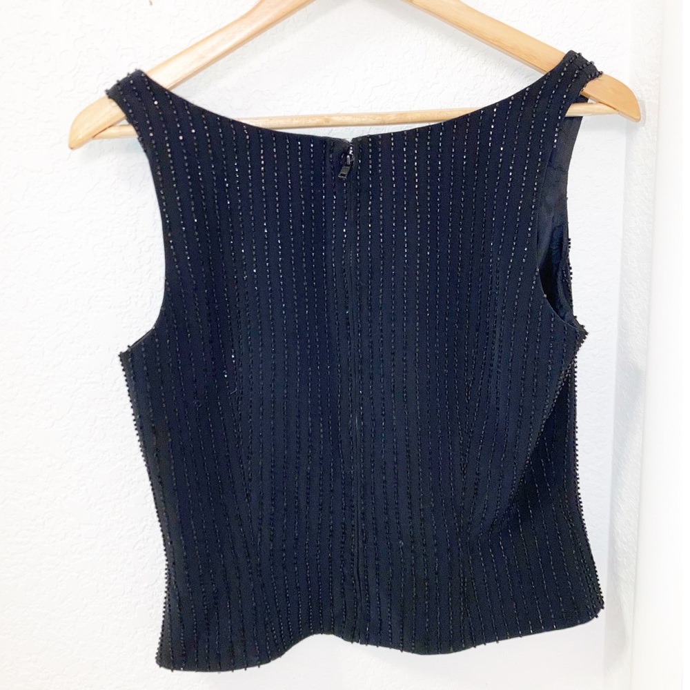 VTG OLEG CASSINI Black Beaded Tank ZipClosure SZ:S - Picture 8 of 8